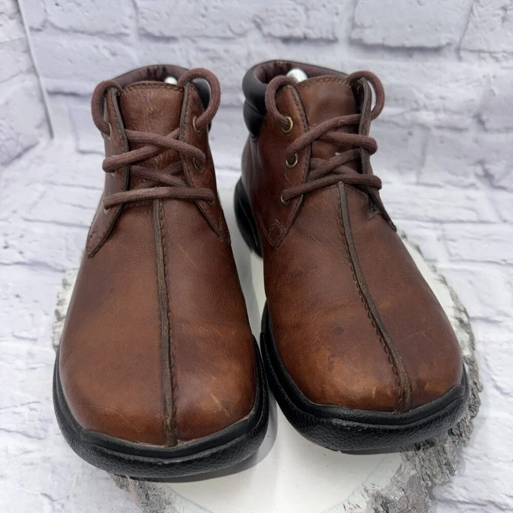 Vintage 90s SIMPLE Brand Mens Leather Split-Toe Chukka Boots Brown Size 8.5